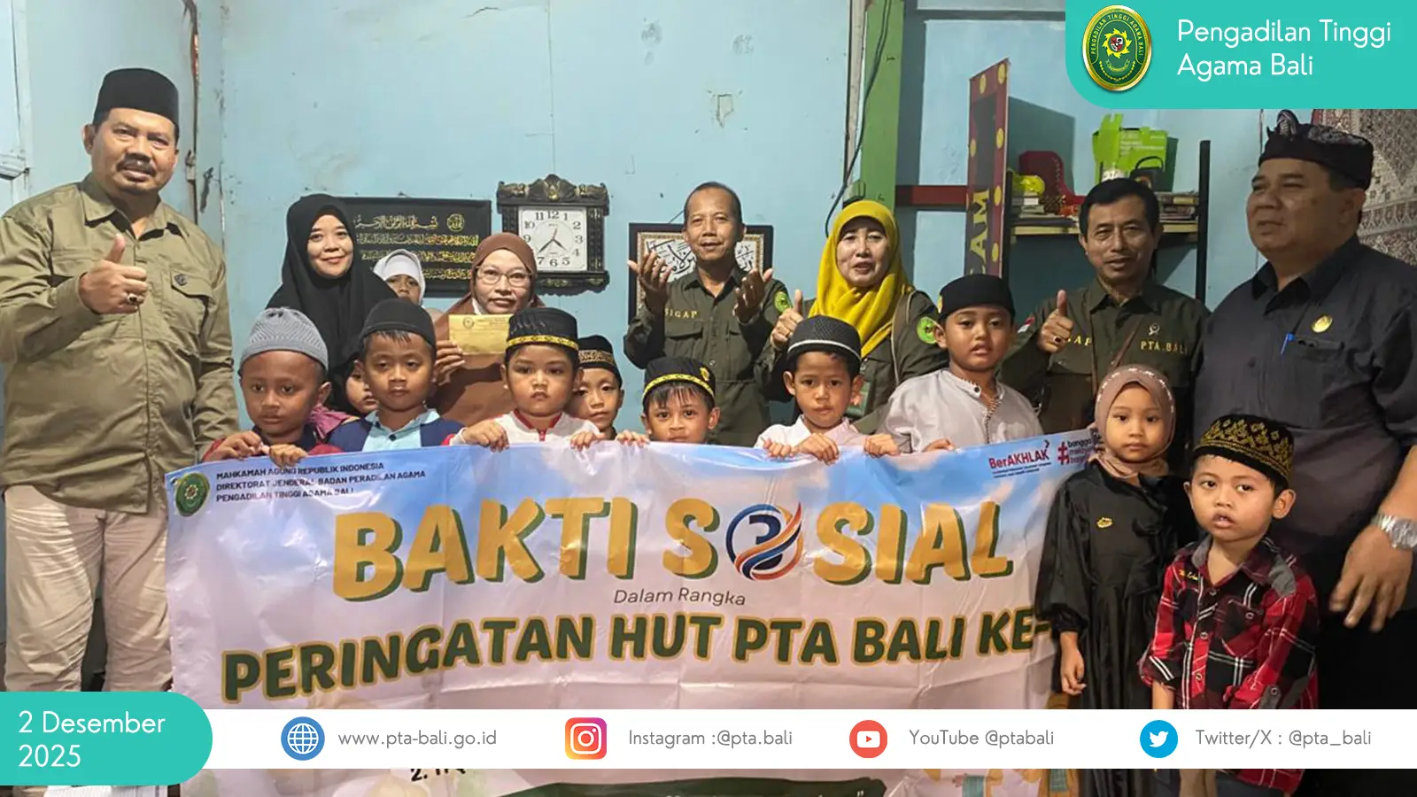Bakti Sosial PTA Bali dalam rangka Peringatan HUT ke-3 PTA Bali