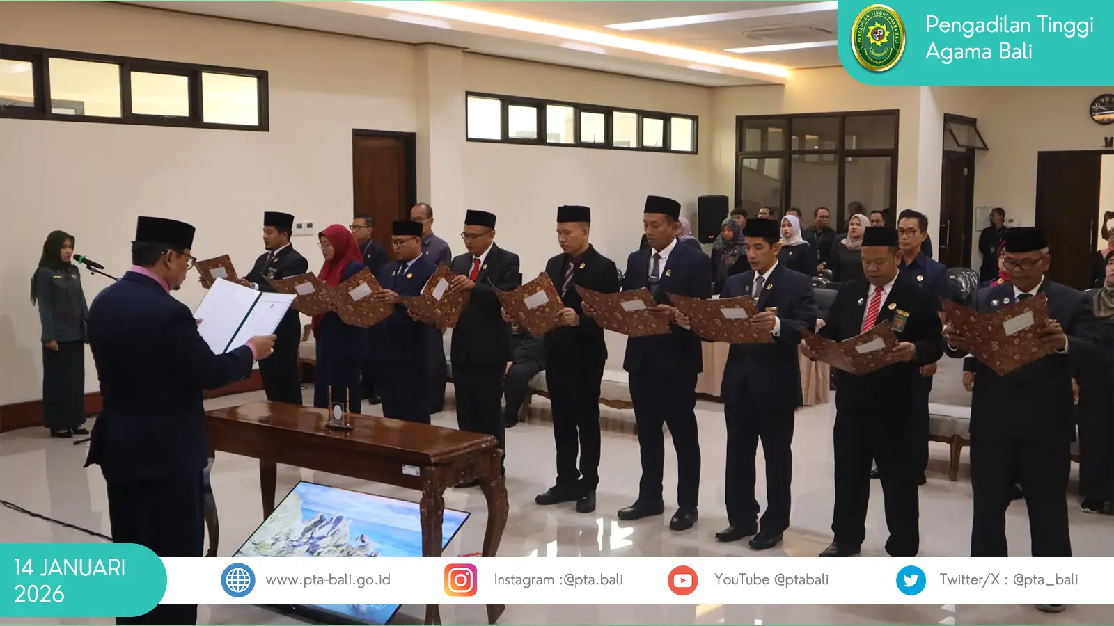 Ketua PA Se-Wilayah PTA Bali Tandatangani Pakta Integritas dan Perjanjian Kinerja, Dilanjutkan Pengukuhan Pengurus PTWP Daerah dan Pembinaan oleh Ketua PTA Bali