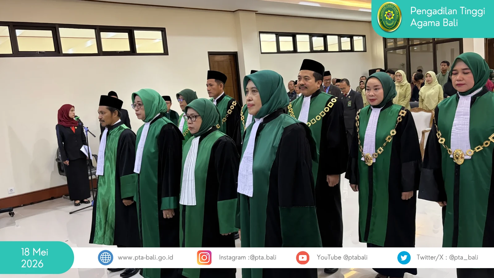 Pengambilan Sumpah Jabatan dan Pelantikan Hakim Tinggi PTA Bali serta Ketua Pengadilan Agama se-Wilayah PTA Bali